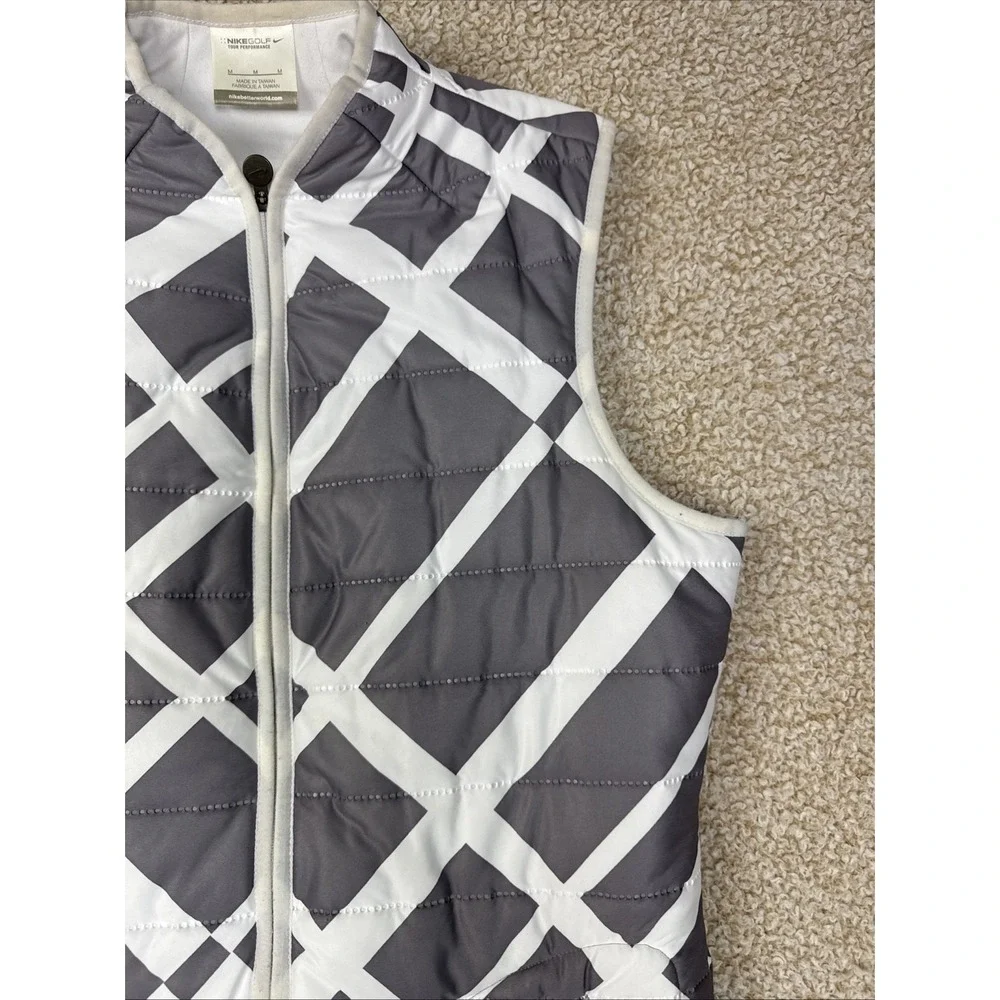 Nike Golf Tour Performance Full Zip Vest Light Weight Gray White Womens M 483713